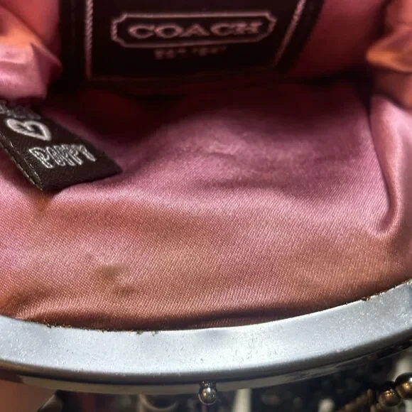 Coach Purse Poppy Tangled Chunky Metal Chains Rockstar Clutch Rhinestone Read - Picture 7 of 10